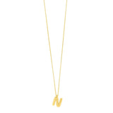 14K yellow gold initial N pendant with polished letter design thumbnail 1