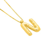 14K Yellow Gold Helium Initial N Pendant thumbnail 3