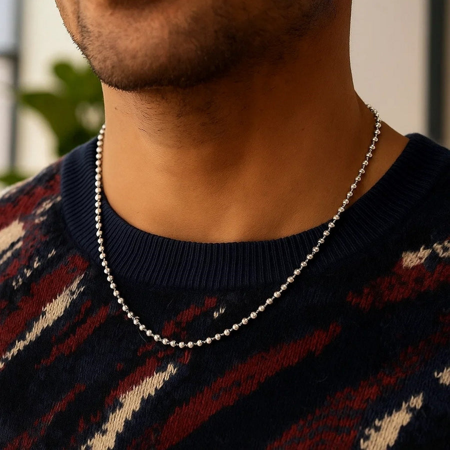 Moon Cut Bead Chain in 14k White Gold (2.50 mm)