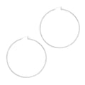 Rhodium plated sterling silver 2mm hoop earrings, 60mm diameter, no stones