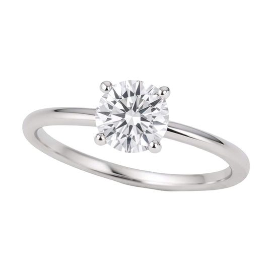 14K white gold ring with 1 round diamond solitaire stone