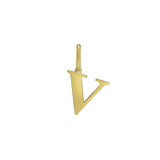 14K yellow gold initial V charm pendant with integrated top bail thumbnail 1