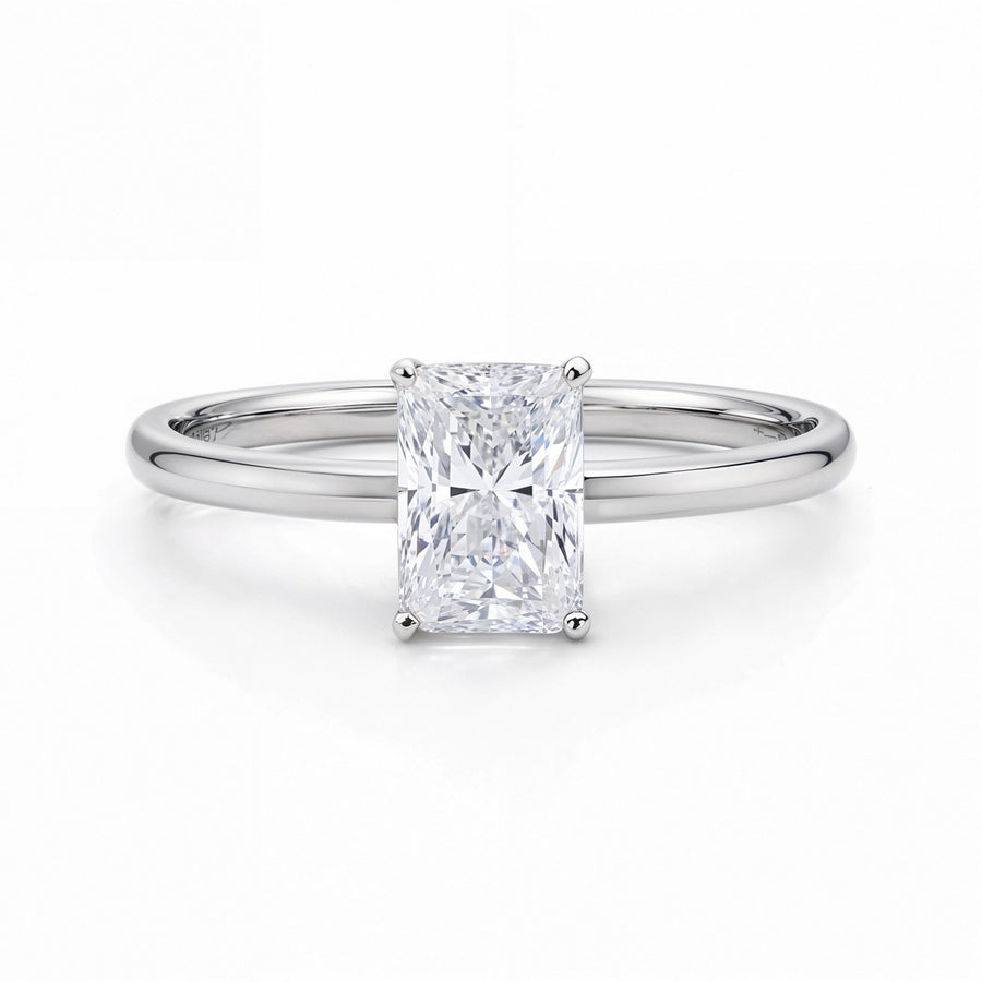 1 Carat Radiant Lab Grown IGI G/VS1 Diamond Solitaire Ring in 10K White Gold