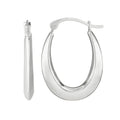 10K white gold graduated oval hoop earrings with tapered profile