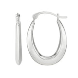 10K White Gold Graduated Oval Light Weight Hoop Earrings thumbnail 1