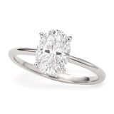 14K white gold ring with 1 oval diamond solitaire stone thumbnail 1