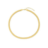 14K yellow gold rib link necklace with flat ridged textured links thumbnail 1