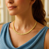 14k Yellow Gold Rib Link Necklace thumbnail 2