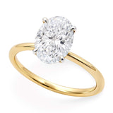 10K yellow gold ring with 1 oval diamond solitaire stone thumbnail 1