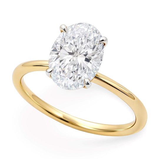 10K yellow gold ring with 1 oval diamond solitaire stone
