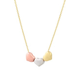 14K Tri Color Gold Triple Heart Necklace thumbnail 1