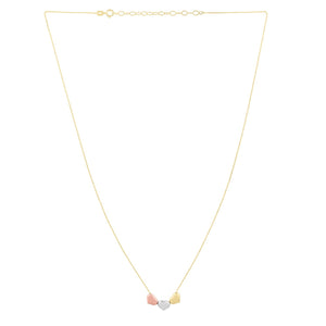 14K Tri Color Gold Triple Heart Necklace