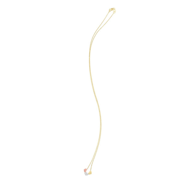 14K Tri Color Gold Triple Heart Necklace
