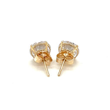 Load image into Gallery viewer, 14k Yellow Gold Stud Earrings with White Hue Faceted Cubic Zirconia(7mm)