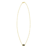 14K Yellow Gold Hexagon Onyx Pendant Necklace