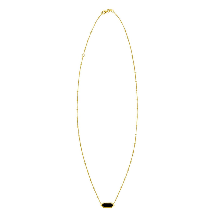 14K Yellow Gold Hexagon Onyx Pendant Necklace
