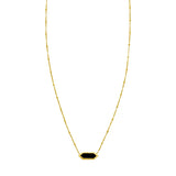 14K Yellow Gold Hexagon Onyx Pendant Necklace thumbnail 2