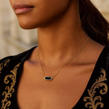 14K Yellow Gold Hexagon Onyx Pendant Necklace thumbnail 4