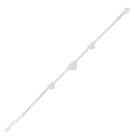 Sterling Silver Rhodium Plated Hearts Station Bracelet