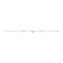 Sterling Silver Rhodium Plated Hearts Station Bracelet