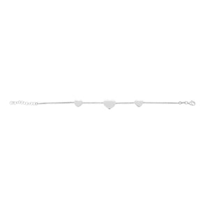 Sterling Silver Rhodium Plated Hearts Station Bracelet