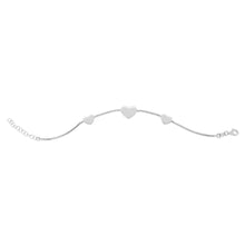 Sterling Silver Rhodium Plated Hearts Station Bracelet