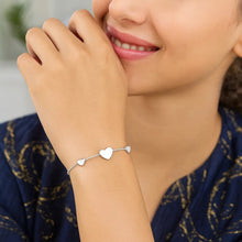 Sterling Silver Rhodium Plated Hearts Station Bracelet