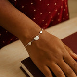 Sterling Silver Rhodium Plated Hearts Station Bracelet thumbnail 6