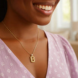 14K Yellow Gold Helium Initial B Pendant thumbnail 5