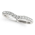 14K white gold wedding band with curved row of round diamond stones