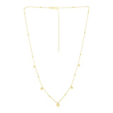 14K yellow gold beaded stations necklace with high polish gold beads thumbnail 1