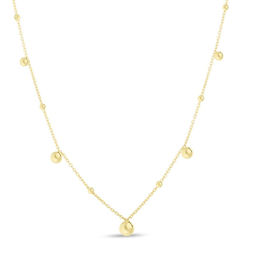 14k Yellow Gold High Polish Beaded Stations Necklace