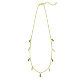 14K Yellow Gold Malachite And MOP Inlay Station Necklace thumbnail 2