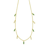 14K Yellow Gold Malachite And MOP Inlay Station Necklace thumbnail 3