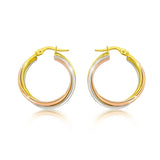 14K Tri Color Gold Woven Hoop Earrings thumbnail 2
