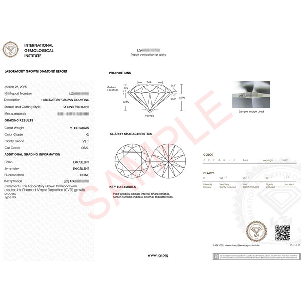 2 Carat Round Lab Grown IGI G/VS1 Diamond Solitaire Ring in 14K White Gold