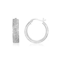 925 sterling silver small round glitter texture hoop earrings