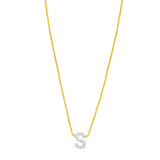 14K Yellow Gold Mini Diamond S Initial Pendant Necklace thumbnail 1