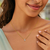 14K Yellow Gold Mini Diamond S Initial Pendant Necklace thumbnail 4