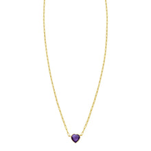 14K Yellow Gold Amethyst Heart Necklace (1.50 mm)