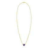 14K Yellow Gold Amethyst Heart Necklace (1.50 mm) thumbnail 2