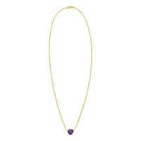 14K Yellow Gold Amethyst Heart Necklace (1.50 mm)