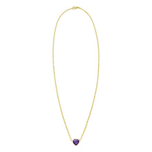 14K Yellow Gold Amethyst Heart Necklace (1.50 mm)