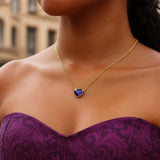 14K Yellow Gold Amethyst Heart Necklace (1.50 mm) thumbnail 4