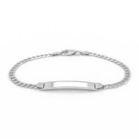 14k White Gold Curb Link Chain Polished Childrens ID Bracelet (3.00 mm)