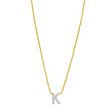14K Yellow Gold Mini Diamond K Initial Pendant Necklace thumbnail 1