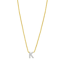 14K Yellow Gold Mini Diamond K Initial Pendant Necklace