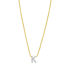 14K Yellow Gold Mini Diamond K Initial Pendant Necklace