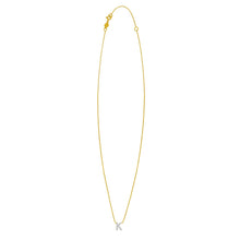 14K Yellow Gold Mini Diamond K Initial Pendant Necklace