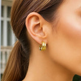 Medium Concave Hoop Earrings in 14K Yellow Gold thumbnail 3